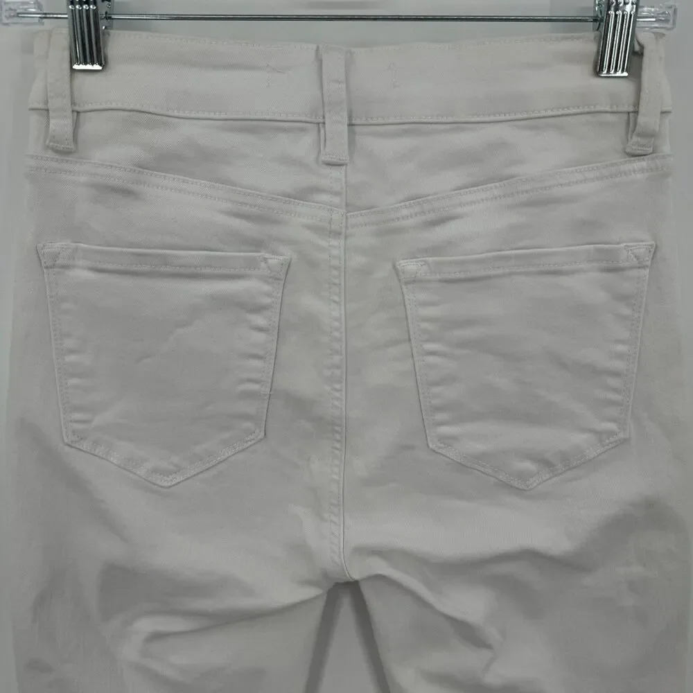 KANCAN White High Rise Distressed Raw Hem Ankle Skinny Jeans Size 5/26